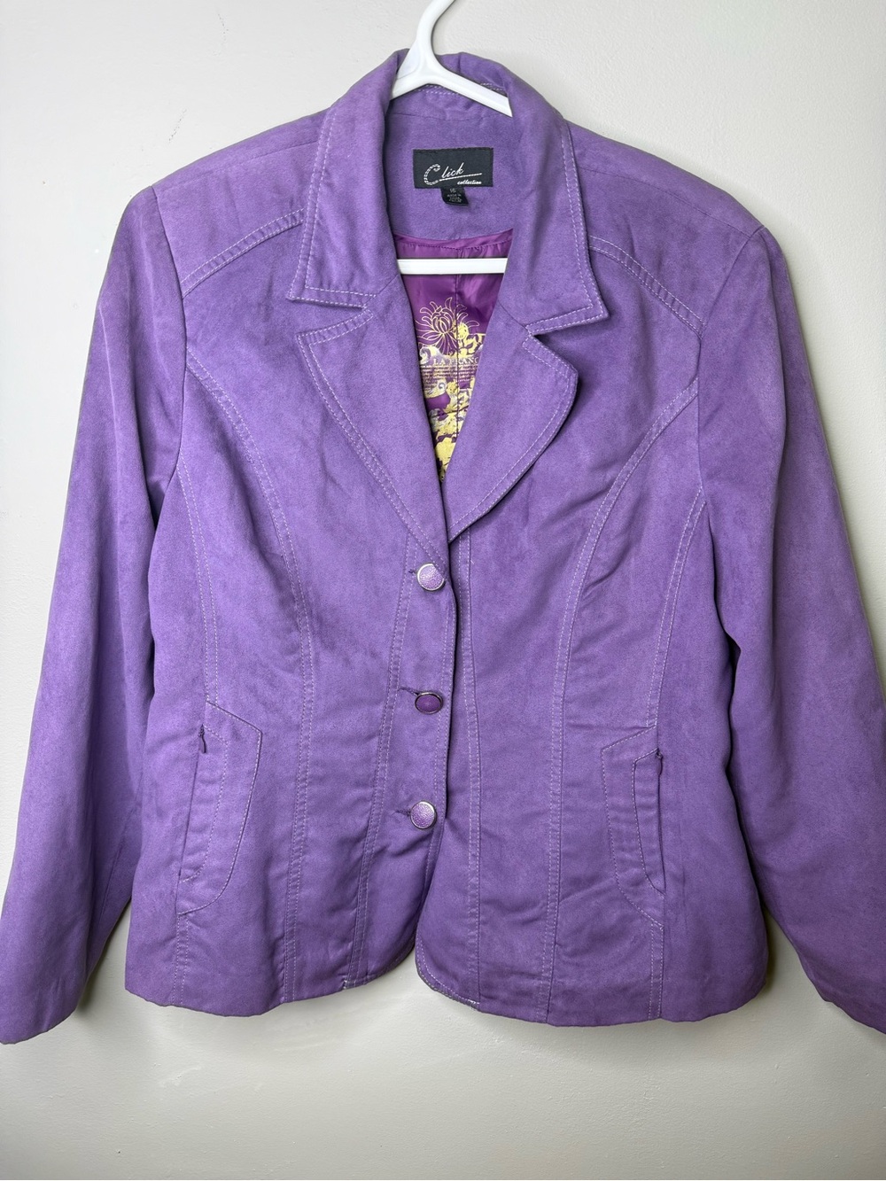 Click Collection Purple Suede Women’s Blazer Jacket Size 16